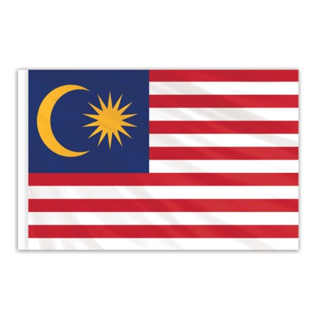 Malaysia Indoor Nylon Flag 5'x8' With Gold Fringe
